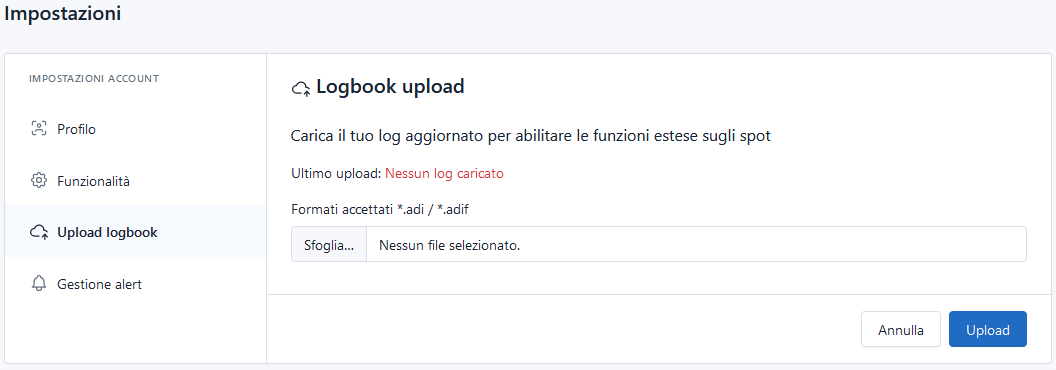 Upload logbook